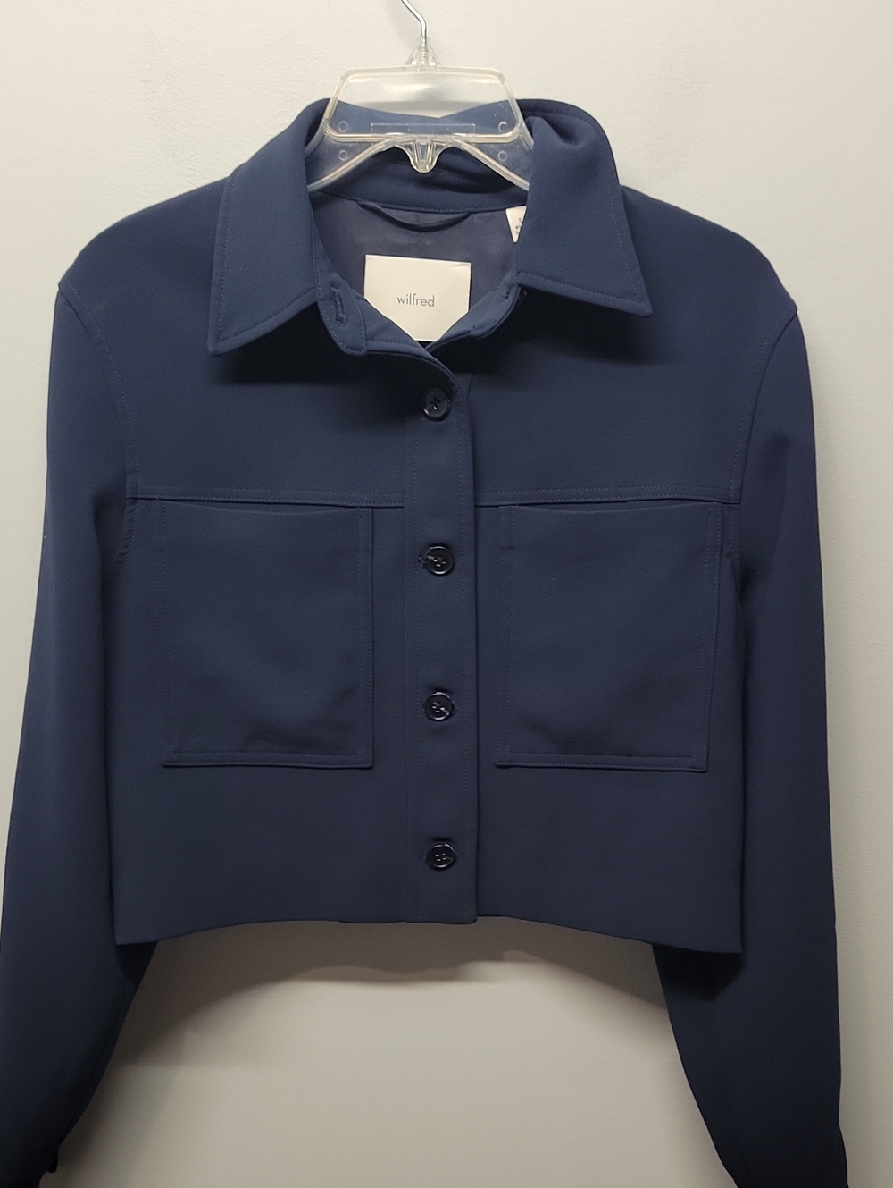 Aritzia Wilfred Little Cropped Jacket Navy Blue size Small